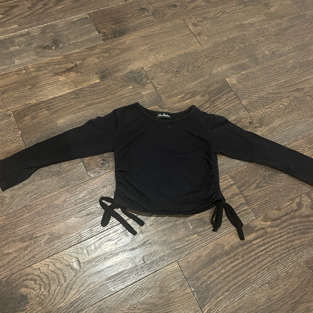 Miss Popular Black Long Sleeve Side-Tie Crop Top Size 3T